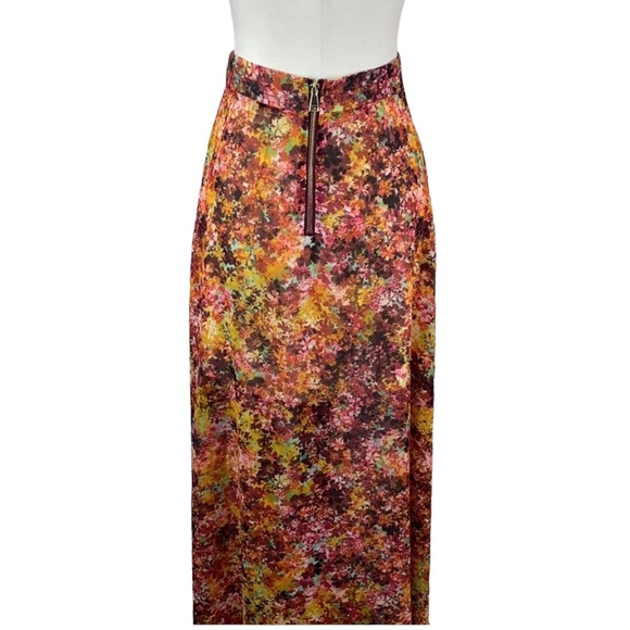 Bebe Floral Chiffon Maxi Sheer Bottom Skirt - Picture 6 of 8